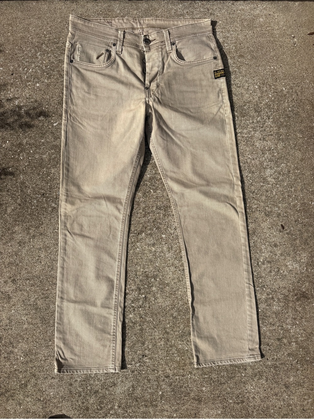 G-Star Raw Straight Mens 32x32 Tan Khaki Jeans Button Fly